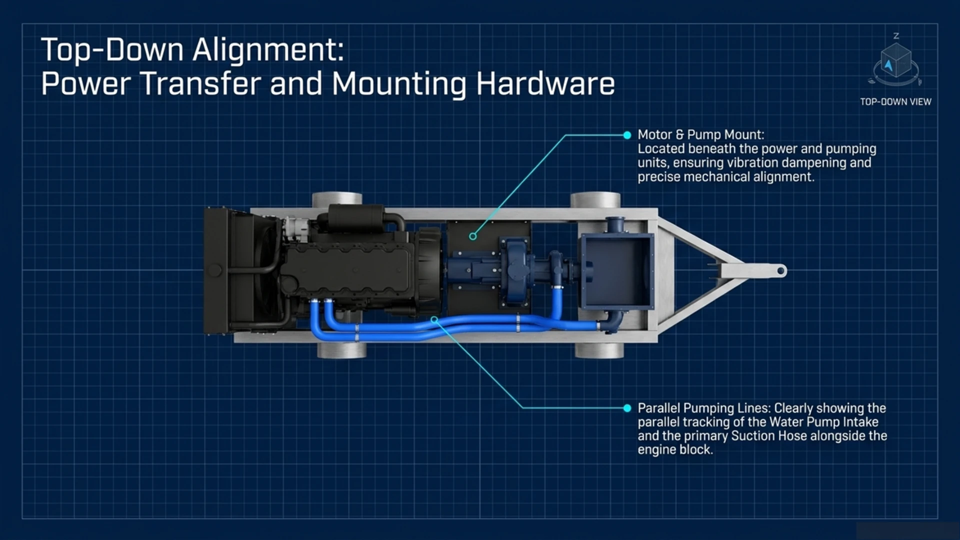 Top-down alignment: power transfer and mounting hardware